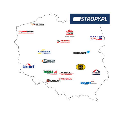 Mapa producentów stropów grupy STROPY.pl